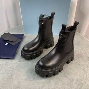 Prada Black Ankle Boots with Chunky Sole